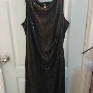 Nine West Black Sequin Midi Dress